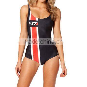 2013 New SEXY Womens European MASS EFFECT N7 SWIMSUIT One Piece Digital Print Backless Wetsuit