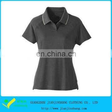 Woman's Slim Fitted Raglan Sleeve Custom Logo Black Color Polo Shirts