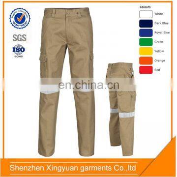 2017 Khaki mens Pure cotton multi pockets work pants /trousers