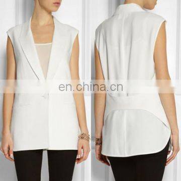 Ladies fashion formal sleeveless jacket with one button design (NTF05161)