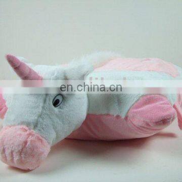 plush&stuffed unicorn cushion cover, soft animal kid's horse cushion toy, winter pillow