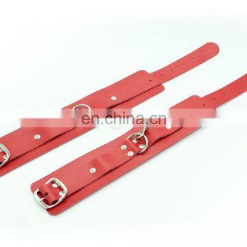 Sexy Bondage Red Leather Wrist & Ankle Restraints Sex Toy