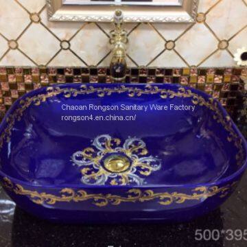 Competitve price bathroom square mid eastern style ceramic table wash basins sink