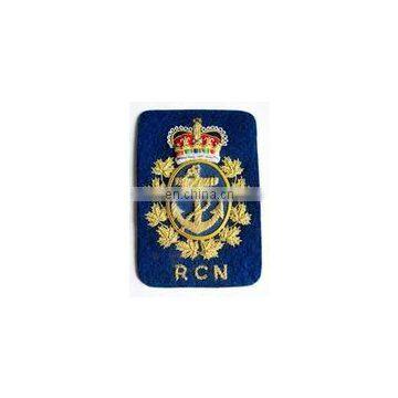 Royal Canadian Navy Gold Bullion Blazer Badge, military badge, fashion military badge