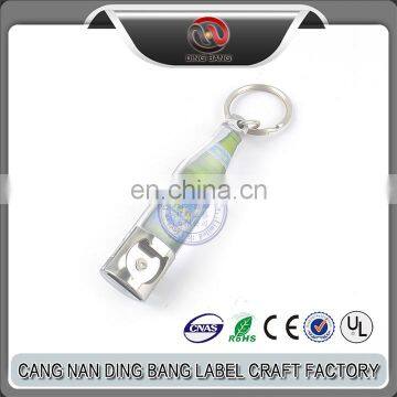 Wholesale OEM Custom Permanent Logo Beer Bottle Shape 3D Acrylic Key Ring Bottle Opener