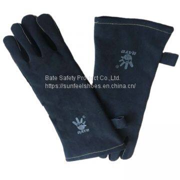 Cow Split  Leather Welding Work Gloves Double Layered Heat Resistant Lined Leather Gloves