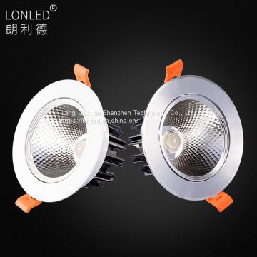 Recessed LED COB Spotlight Aluminum Case White/Silver Die Casting