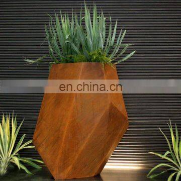 large decorative corten steel flower pots and planters for decoration