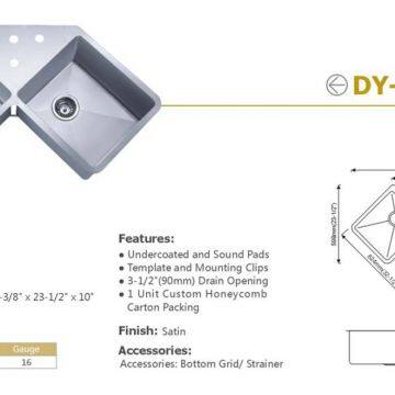 304 Stainless Steel Double Bowls Handmade Corner Sink(HA334) photo-2