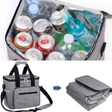 420D Nylon Outdoor Shoulder Portable Medium Size Dark Gray Thermal Reusable Cans Cooler Bag With Inside Liner photo-2