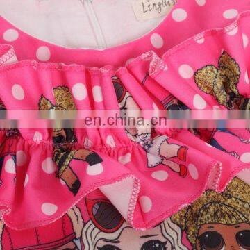 2020 Summer Girls Dress Print Cartoon Off-shoulder Wholesale Children's Clothing