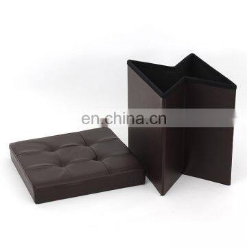 RTS Modern Home Furniture PVC Leather Waterproof Foldable Storage Ottoman With Four Air Holes