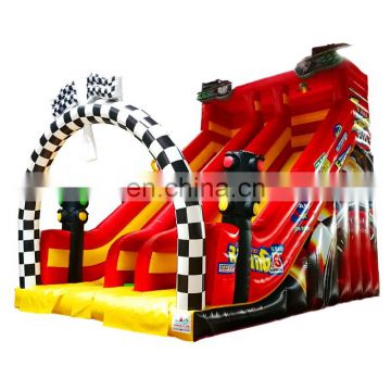 Inflatable  Racing track bounce house with double slide ,Inflatable  jumping  and double slide bouncer on  attractive place