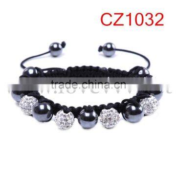 High quality crystal bead macrame bracelet with Polymer clay balls