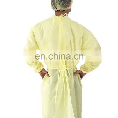 Impervious Level 1 PP Isolation Gown Disposable Yellow Doctor Uniform photo-3