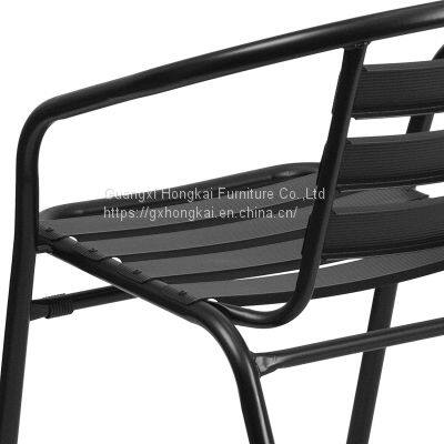 Black Garden Patio Outdoor Metal Stackable Chair photo-4