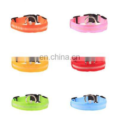 Pet Supplies Custom Wholesale Nylon Waterproof Rechargeable Luminous Glow Necklace Dog collar Led Light Pet Dog Collar