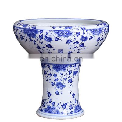 Chinese Blue and White Large Ceramic Garden Rattan Flower Pot