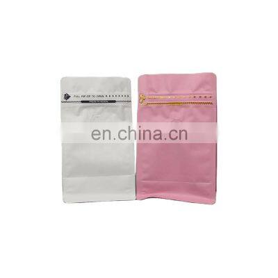 1kg flat bottom coffee packaging / box bottom coffee bag with valve and zipper