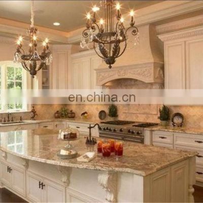 North American Classic Solid Wood Kitchen Furniture Luxury Kitchen Cabinets and Marble Countertops