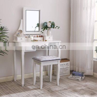 European Bedroom Furniture Set Dresser Make Up Vanity LED Makeup Dressing Table With Lighted Mirror