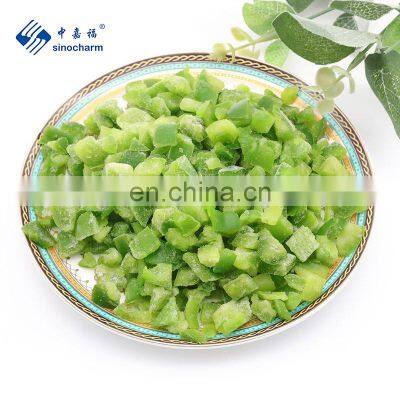 Sinocharm BRC Approved 10*10mm Fresh Crisp IQF Frozen Green Pepper Dice