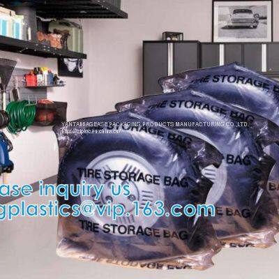 Spare Car Tire Plastic Storage Tote Bags for Tyre Packaging Custom Size Disposable Clear pe Printing Side Gusset, Limite photo-3