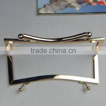 DIY 20.5*8cm Europe Style Gold Kiss Lock Metal Handbag Frames With Metal Handle&clasp Loop photo-2