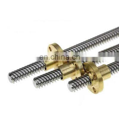 Factory Customized T8 T10 T12 Stainless Steel Trapezoidal Lead Screw With Brass Nut photo-3