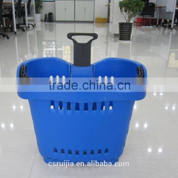 folding rolling plastic shopping basket with wheels                        
                                                Quality Choice