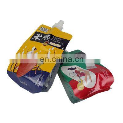 Customized metallic aluminum foil jelly packaging bag food grade juice stand up spout pouches with cap drink packaging sachet