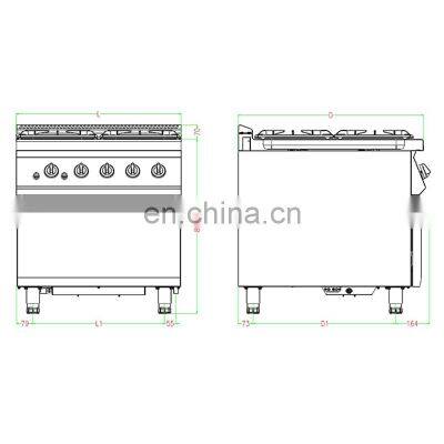 Horno de cocción a gas comercial de 4 quemadores de acero inoxidable photo-3