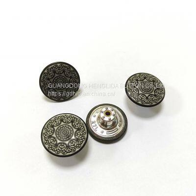 2023 Customized wholesale plating brass cowboy button jeans buttons for jeans clothing