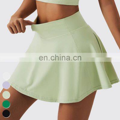 Custom Sportswear Quick Dry Fitness Running 2-in-1 Skirt Women Golf Shorts Skirts High Waist Tennis Skirt With Pockets photo-4