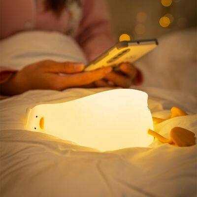 EGOGO Custom Logo Lie Flat Duck Silicone Lamp Cute Silicone Animal Lights Silicone Small Usb Baby Sensor Night Light photo-6