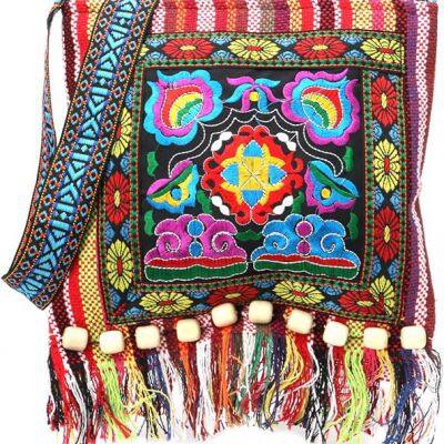 Clutch Purse Cross Body Embroidered Design Embroidery Hill Tribe for Tassels Bag Boho Hippie