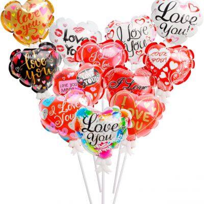 New Love Self Exploding Aluminum Film Balloon Self Inflating With Bow Tie Bracket Single Party Children's Toy Balloon