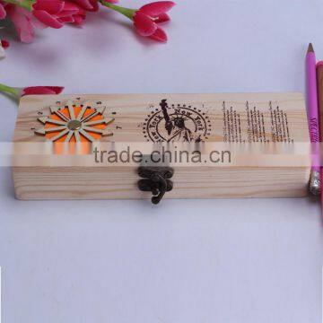 Custom shaped wooden pencil case wholesale, sanding wooden pencil packaging box