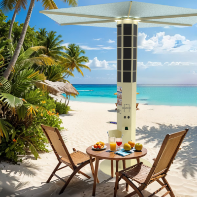 All-in-One Solar Sun Shade Auto Folding Umbrella With Storage & Charging