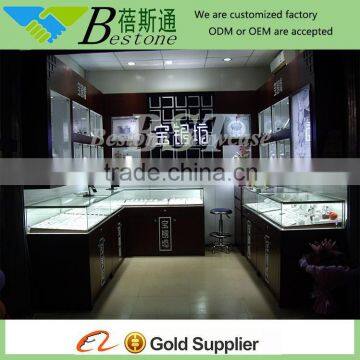 MDF wall decoration shelf with tempered glass