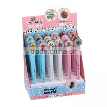 Pictures of Stationery Items of Gel Ink Pen with Folwer Resin Button