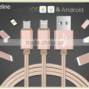 2 Sided Usb One Plug Weave Data Cable for OPPO R9/N1/A53 photo-6