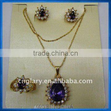 Gold plated fashion necklace,ring and earring set