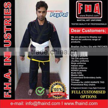 Martial Art uniforms Judo Gi Karate Teakwondo Jujitsu Brazilian KungFu uniforms Budo belts / customised suits by FHA INDUSTRIES