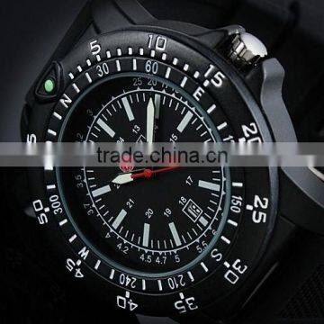 New Swiss Design Mens Black Dial Military Functional Bezel Army Watch MR063