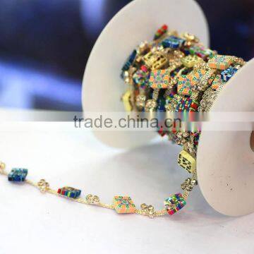 New Arrival Colorful Design ss6-ss38 10yards Single-row Crystal Rhinestones Cup Chain