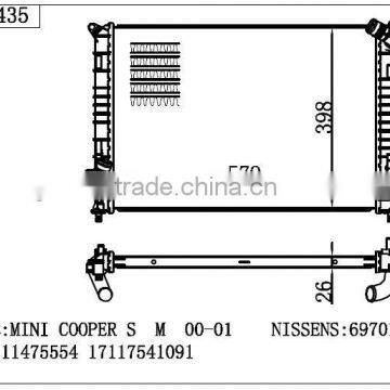 aluminum tube radiator for car type mini cooper 17111475554