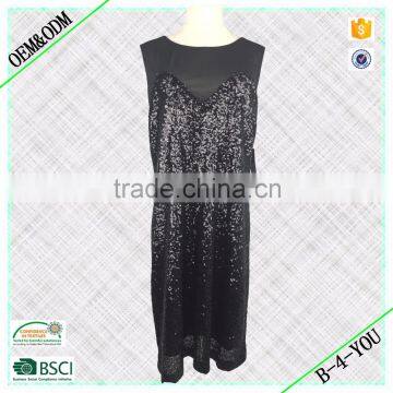 Black fashion shell mesh check zipper strapless dresses Transparent Dress Black sequin Tight Dress night dress