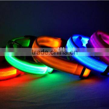 Nylon Pet LED Dog Collar Night Safety LED Flashing Glow LED Pet Supplies Dog Cat Collar Small Designer Products for Dogs Collar