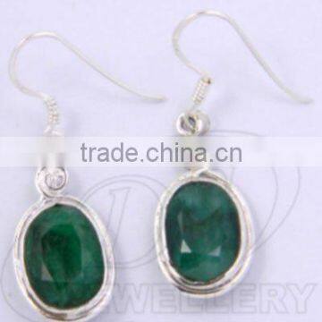 Stock 925 Silver earrings sterling silver earrings emerald earrings